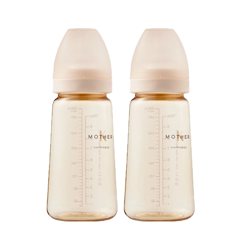 Mother K Basic PPSU Bottle Twinpack + Nipple (Set of 2) - Cream (180ml / 280ml)